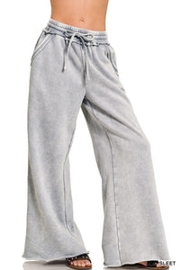 Fleece Palazzo Pant- Sleet